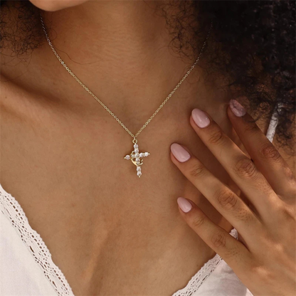Maison Christ™️ Collier Croix & Couronne Rotative
