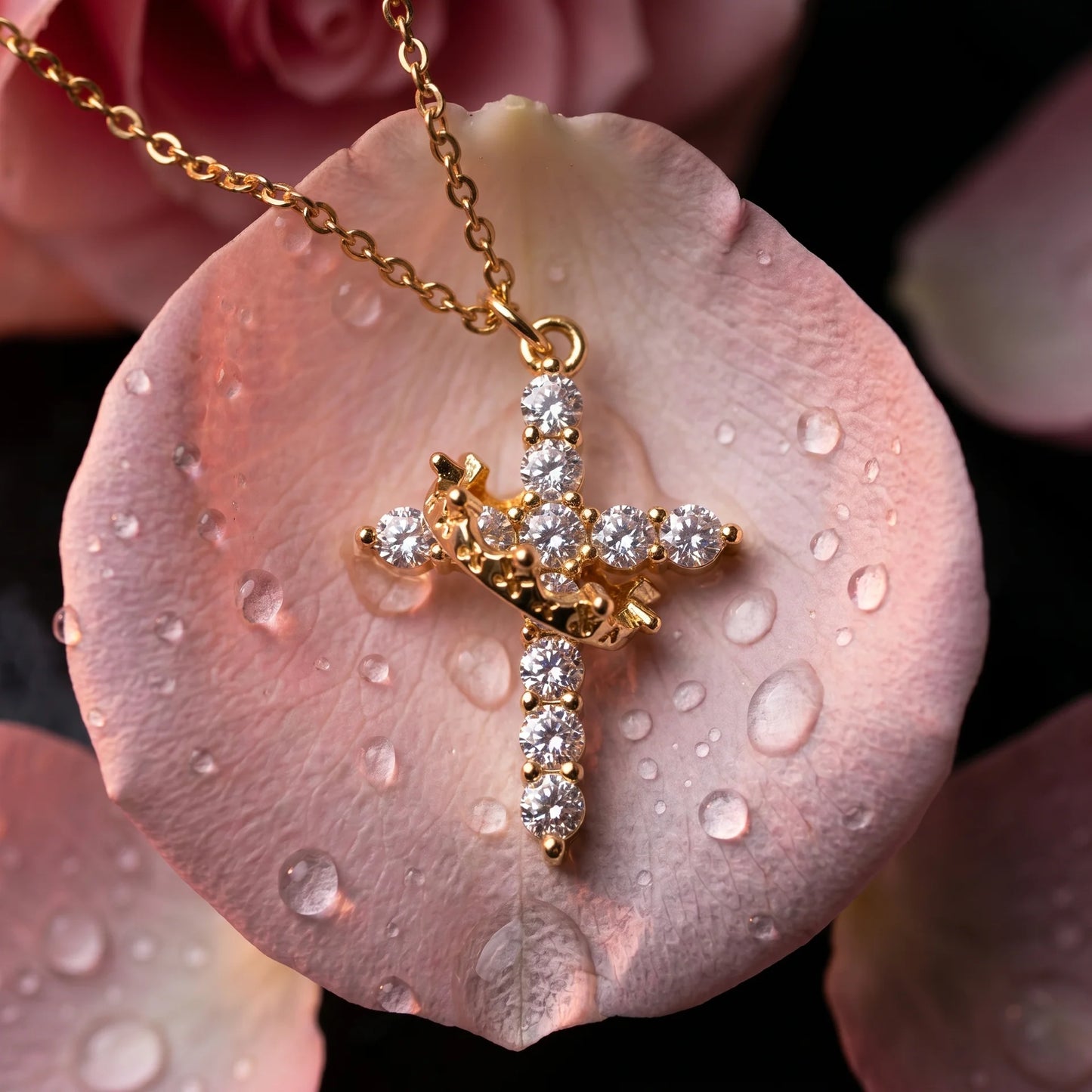 Collier Croix & Couronne Anti-Stress