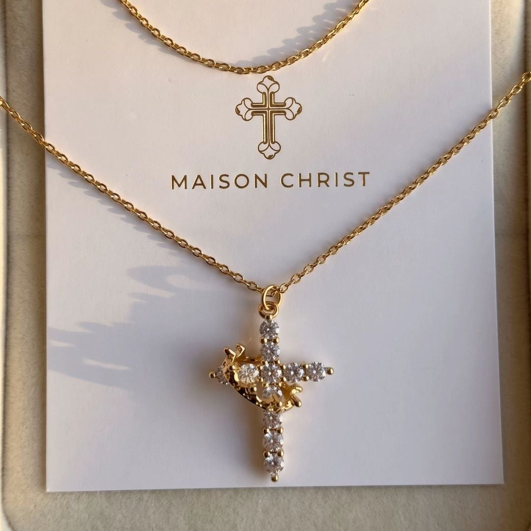 Collier Croix & Couronne Anti-Stress
